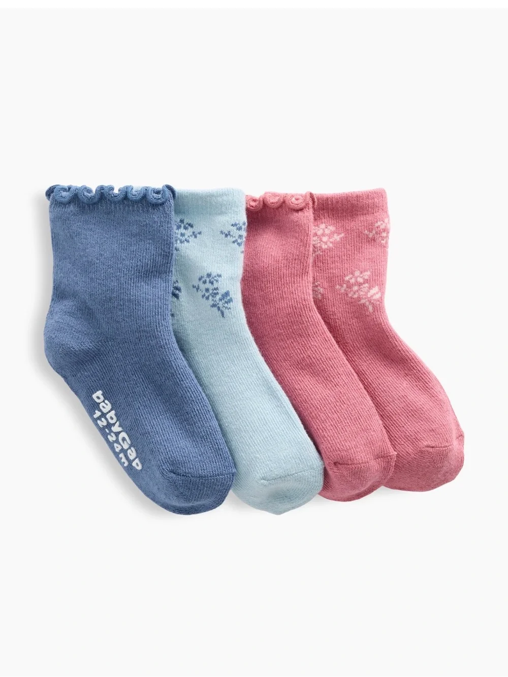 babyGap Girls' 3-Pack Ruffle Crew Socks - Blue, Light Blue, Pink